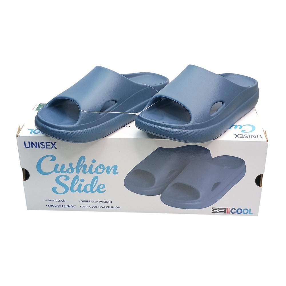 32 Degrees Cool Cushion Slides Womens 7.5 Men Size 5.5-6.5 Navy Blue EVA Sandals